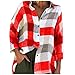Yowablo avec Manches Longues Check Tops Impression en Vrac Femmes Chemisier Mode Chemisier Femmes Chemisier Chemiser Femmes