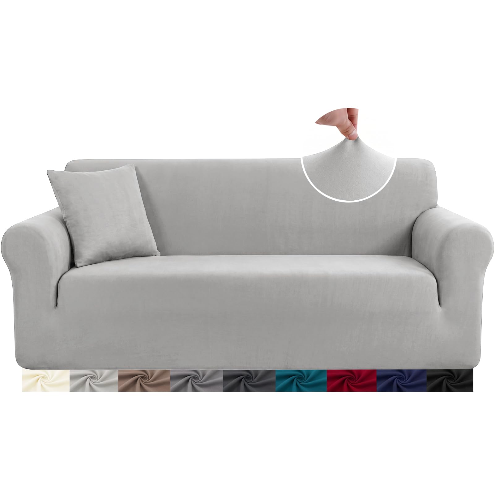 HEYOMART High Stretch Sofa Cover Light Grey 1 Seater Elastic Slipcover