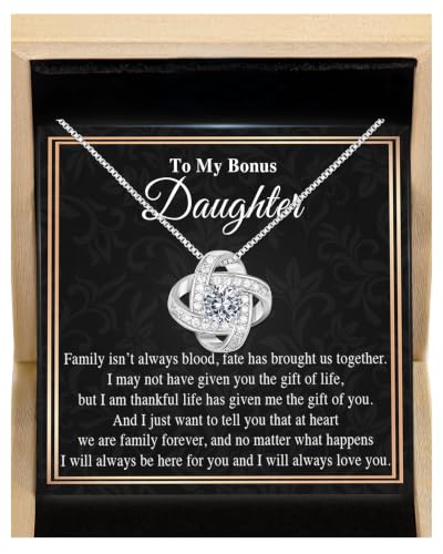 Larvincy Bonus Daughter Gifts from Stepdad or Stepmom With Heartfelt Message & Elegant Box - Valentines Day Gifts For Stepdaughter To My Bonus Daughter Necklace On Birthday Graduation & More