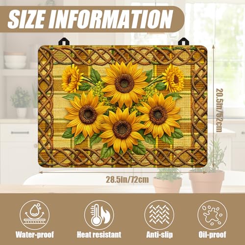 Image of Sunflower Stove Top Covers for Electric Stove, Electric Gas Stove Pad Heat Resistant Range Cooktop Protector for Home Decor Kitchen 28 inchx20 inch