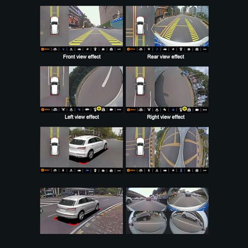 Image of Fockety 360 Degree Bird View Surround System, 720P / 1080P AHD Backup Camera with Night Vision & 4 Way Cameras, IP68 Waterproof Surround View Panoramic Dash Camera for Android Auto Radio
