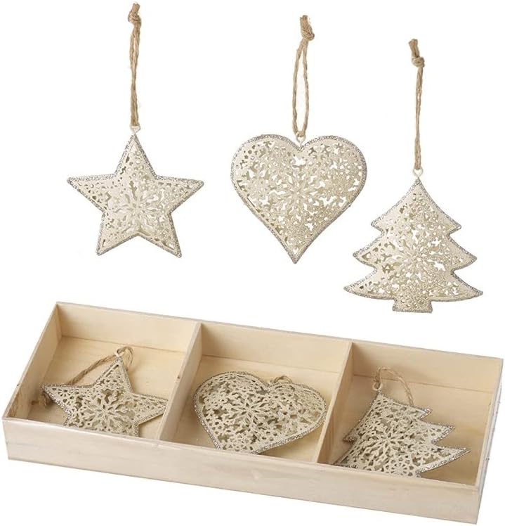 Metal Shaped Silver Glitter Christmas Tree Decorations