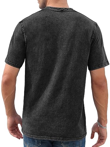 NITAGUT Mens Distressed Henley Shirts Retro Short Sleeve Cotton Tee Shirts Casual Button Down Washed T-Shirts4