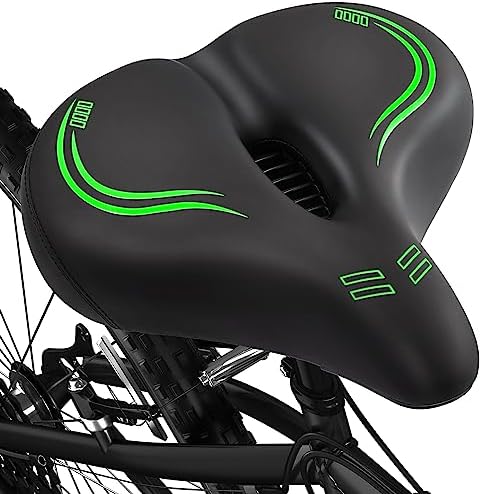 EKEPIN Oversized Bike Seat, Soft Gel Wide Oversized Bike Seat for Bike & Bike+, Seat Cushion for Women & Men Comfort, Compatible with Peloton, Exercise and Road Bike, Accessories for Bike (Green)