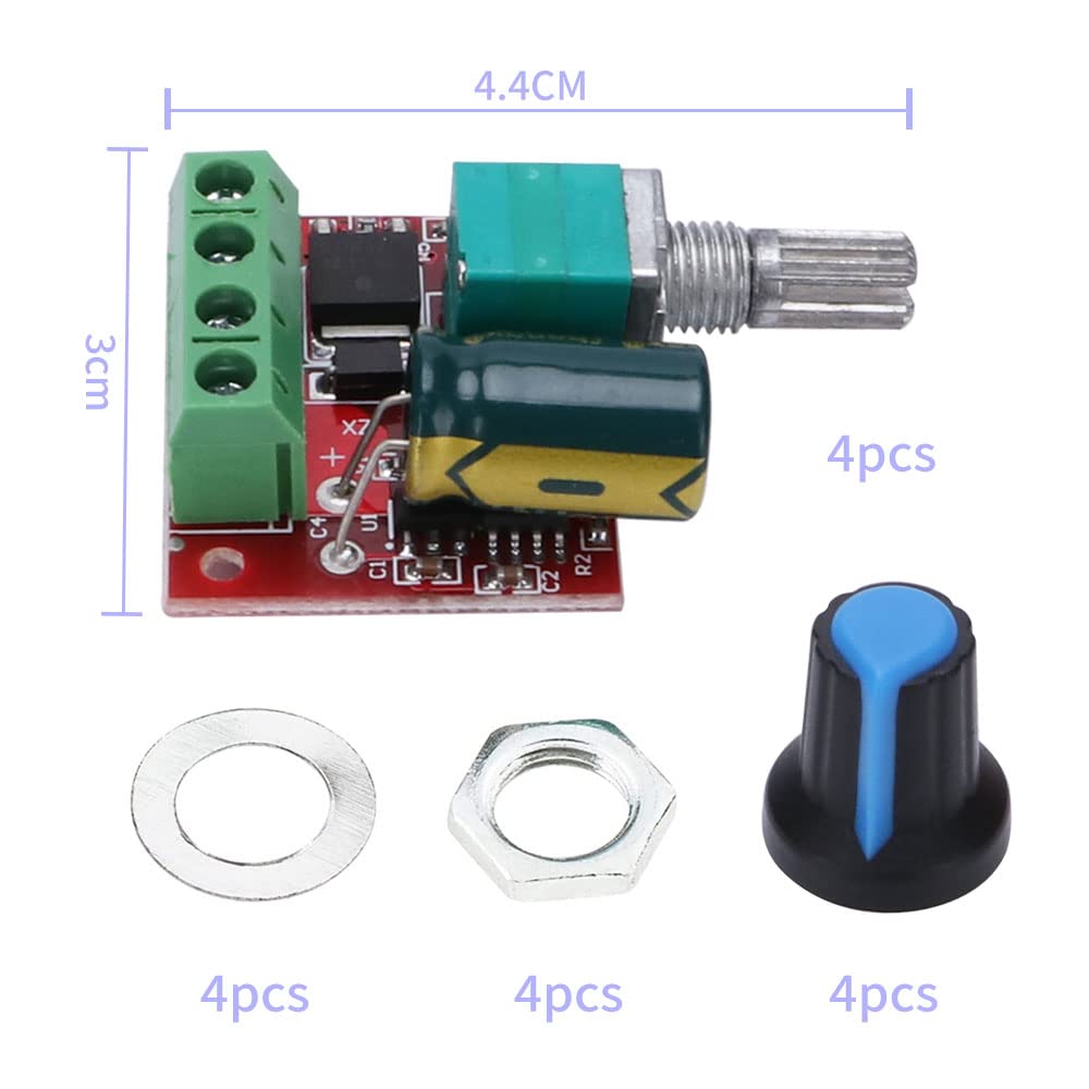VooGenzek 4 Pezzi 5V-35V 5A 90W Regolatore di Velocità del Motore CC, PWM Interruttore del Driver Regolabile con Interruttore
