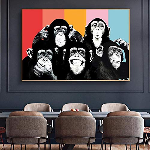 Toile peintures sur le mur Five Monkeys 50x70cm | Réveillez un salon triste sans effort
