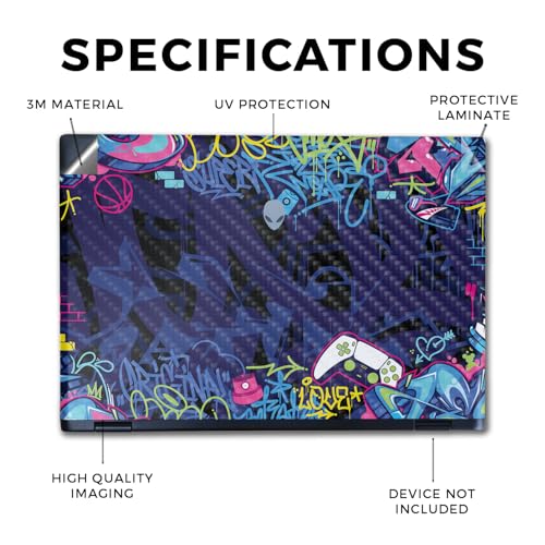 Image of Carbon Fiber Laptop Skin Compatible with Alienware M16 R2 (2024) - Gamer Tag - Premium 3M Vinyl Protective Wrap Decal Cover - Easy to Apply | Crafted in The USA by MightySkins