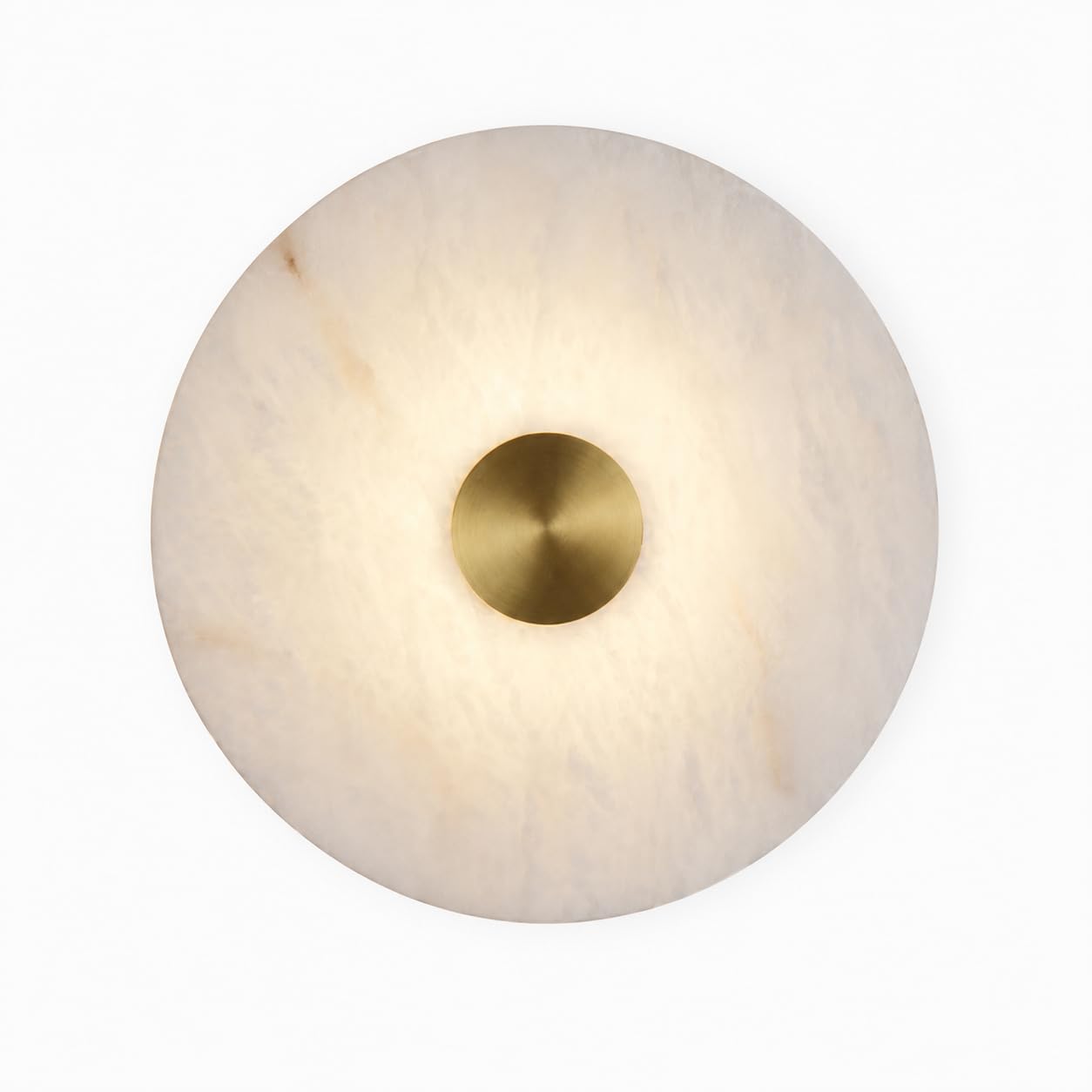 Alabaster Marble Wall Sconce,White Round Marble Sconce Lighting With Natural Spanish Alabaster Wall Light, 3000K LED Vanity Lights For Bathroom Hardwired Stone Wall Lamp For Bedroom Staircase Hallway