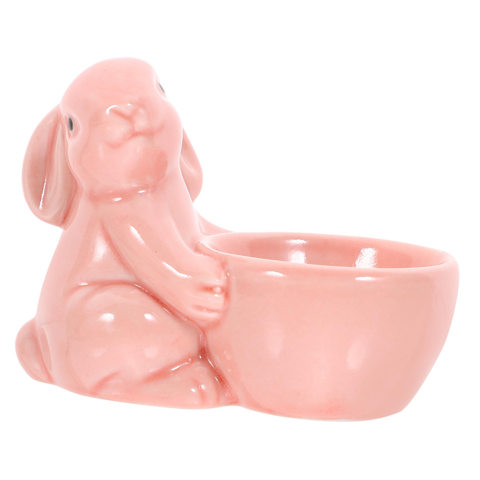 JECOMPRIS Ceramic Rabbit Egg Holder Adorable Bunny Shaped Egg Cup for Breakfast Home Decor and Easter Parties for Storage and Display European Design