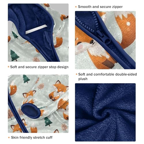 CHIFIGNO Cute Cartoon Fox Toddler Zip up Hoodie Boy Sweatshirt Jacket for Fall Winter Fleece Zip up Jacket 3T3