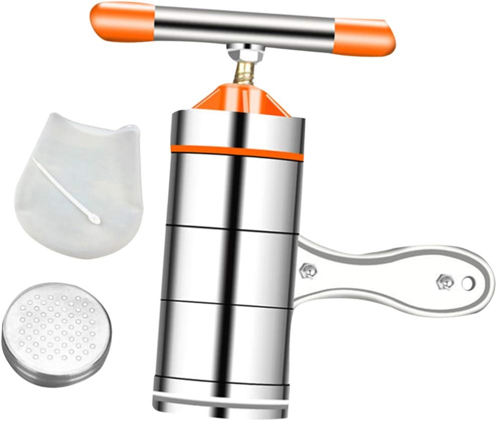 Hemoton 1pc Household Manual Noodle Maker Stainless Steel Kitchen Noodle Press Machine Orange Mold Kneading Bag Easy to Use Space-saving Kitchen Tool
