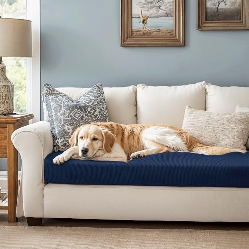Image of Chunyi Jacquard Polyester Spandex Cushion Slipcover (Sofa Cushion, Dark Blue)