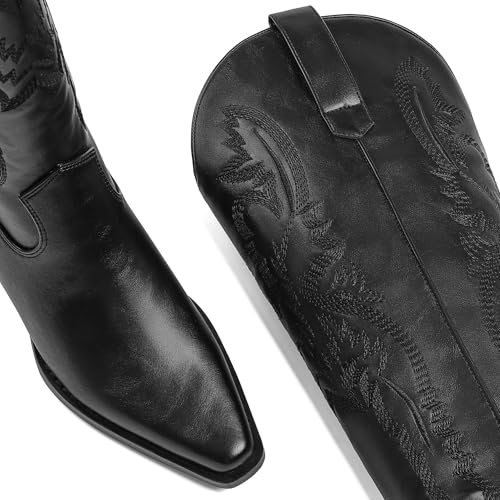Erocalli Knee High Boots Women Cowgirl Cowboy Western Fall Chunky Block High Heel Tall Long Fashion Boot Side Zipper