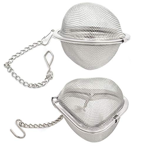 Bolas Infusoras para el T - YUESEN 2 unidades infusor de t de malla de acero inoxidable, de t con cadena extendida gancho para hojas sueltas t y especias y condimentos
