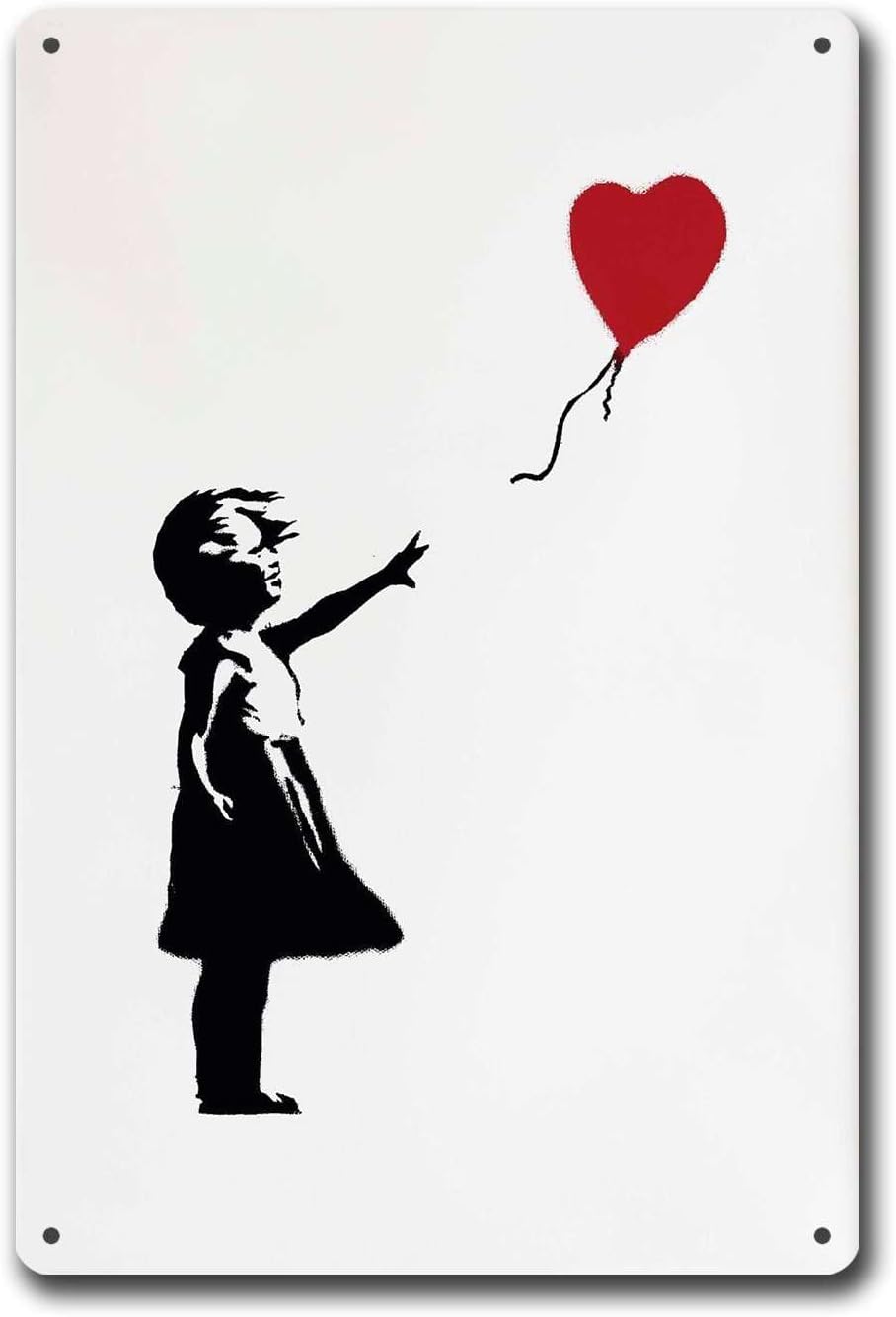 Retro Style Metal Tin Sign Banksy Red Balloon Girl Banksy Graffiti Wall Decor Suitable for Outdoor Bar Cafe Retro Home Decor 8x12inch