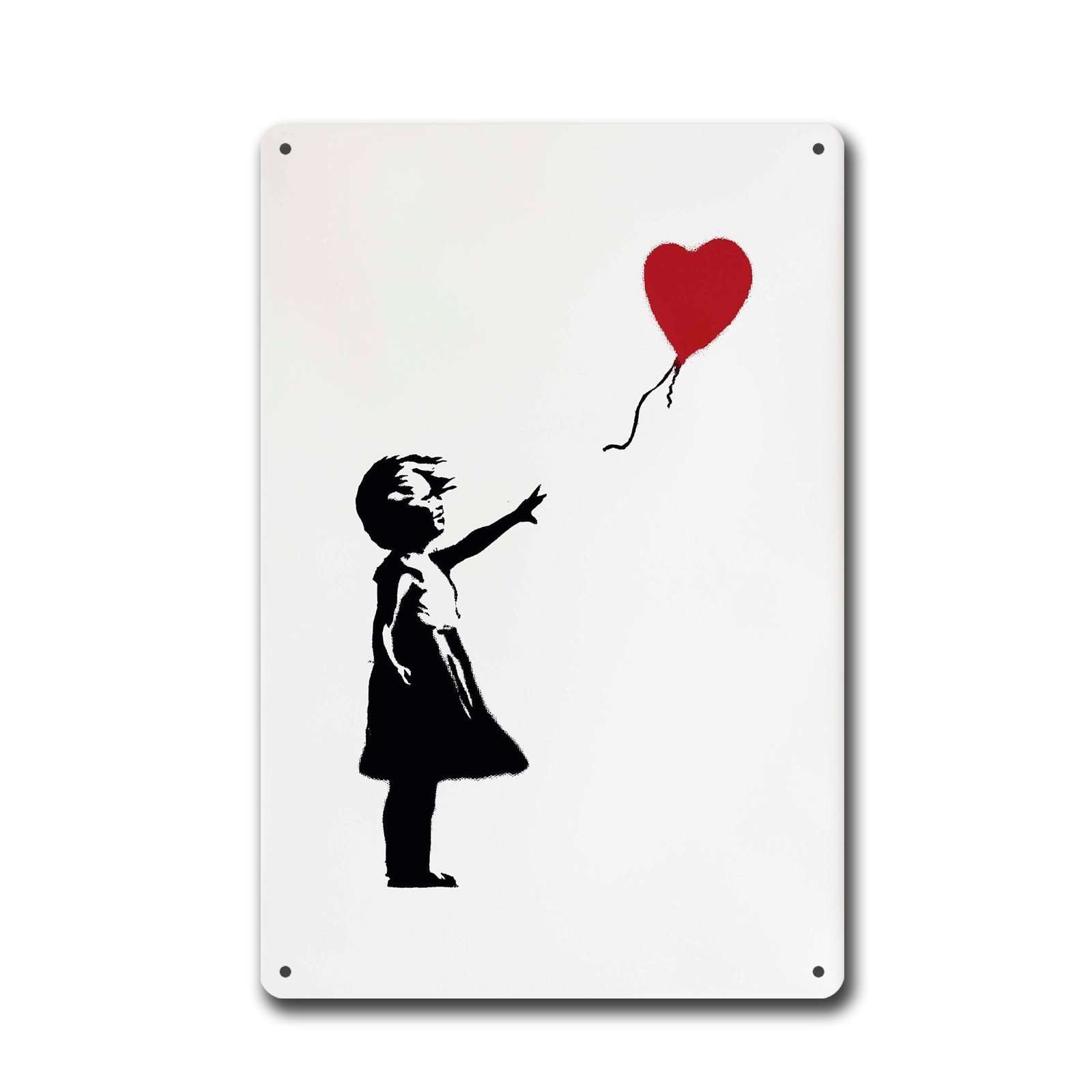 Retro Style Metal Tin Sign Banksy Red Balloon Girl Banksy Graffiti Wall Decor Suitable for Outdoor Bar Cafe Retro Home Decor 8x12inch