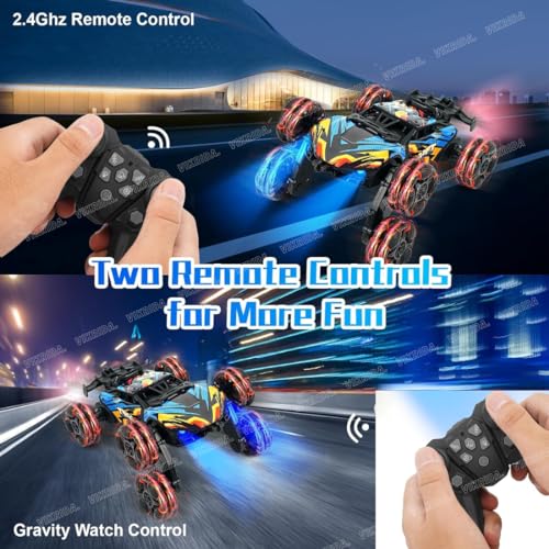 Image of VikriDA 6 Wheel Stunt RC Car for Kids | 2.4GHz Remote Control Toy Car with Lights, Spray Function, 360 Spin, High-Speed Off-Road Stunt Car - Multicolor