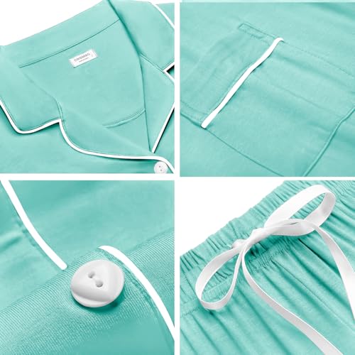 Image of SWOMOG Womens Button Down Pajamas Set Short Sleeve Sleepwear Bride Soft Pj Lounge Sets XS-3XL