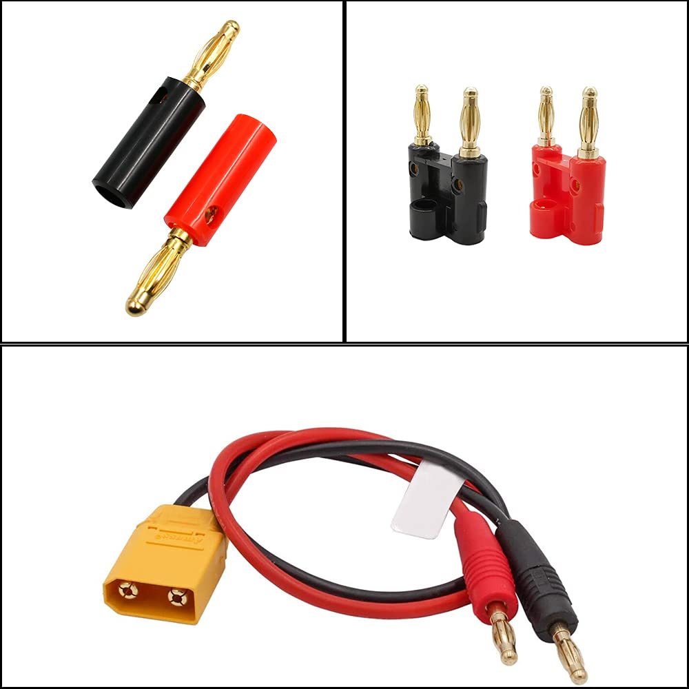Gtiwung Verguld Bananenstekker, 15 paar 4mm, motor elektronische stekker, RC borstelloze motor ESC kogelstekker (15 stuks 4mm mannelijke stekker 15 stuks connector