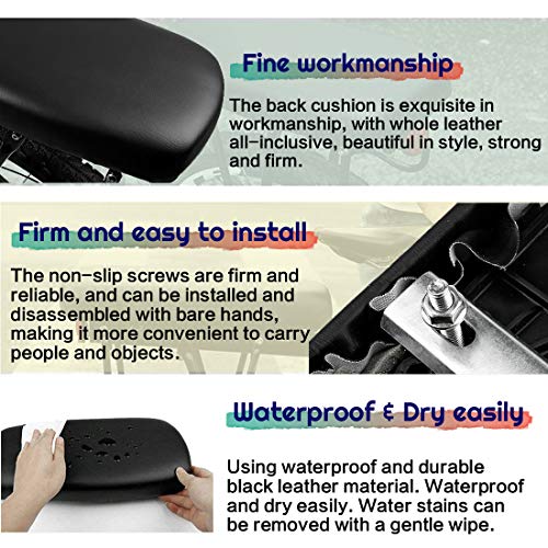 auvstar Bike Rear Seat Cushion,Children Bicycle Back Seat Safety Kids Bicycle Rear Seat Bicycle Bike Parts Accessories,PU Leather Soft Cushion Rear Rack Seat,Suitable for Children and Adults - Image 4