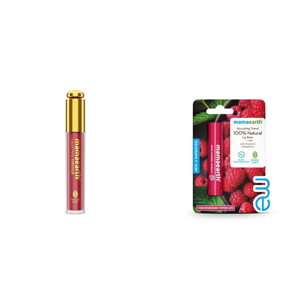 Mamaearth Liquid Matte Sindoor with Almond Extract Vitamin E 2.8 ml Mamaearth Nourishing Tinted 100% Natural Lip Balm With Vitamin E And Raspberry 4 G-picture-32