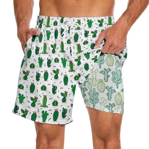 Mens Swim Trunks with Compression Liner 7 Inch Inseam Bathing Suit Quick Dry Swimsuit