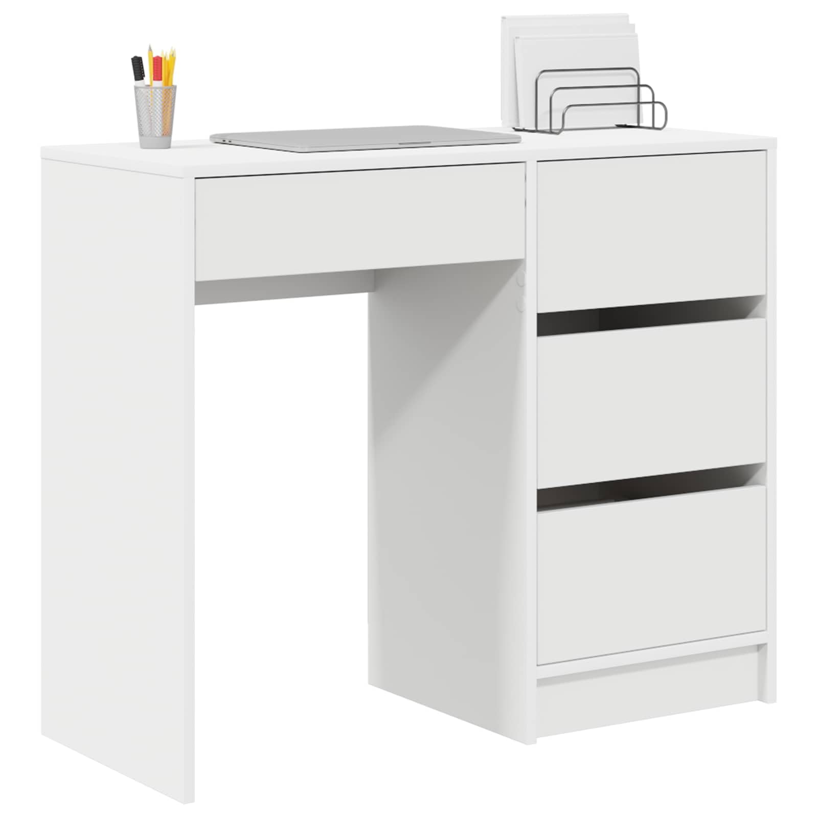 Vidaxl White Desk Engineered Wood 90 X 37.5 X 75 Cm