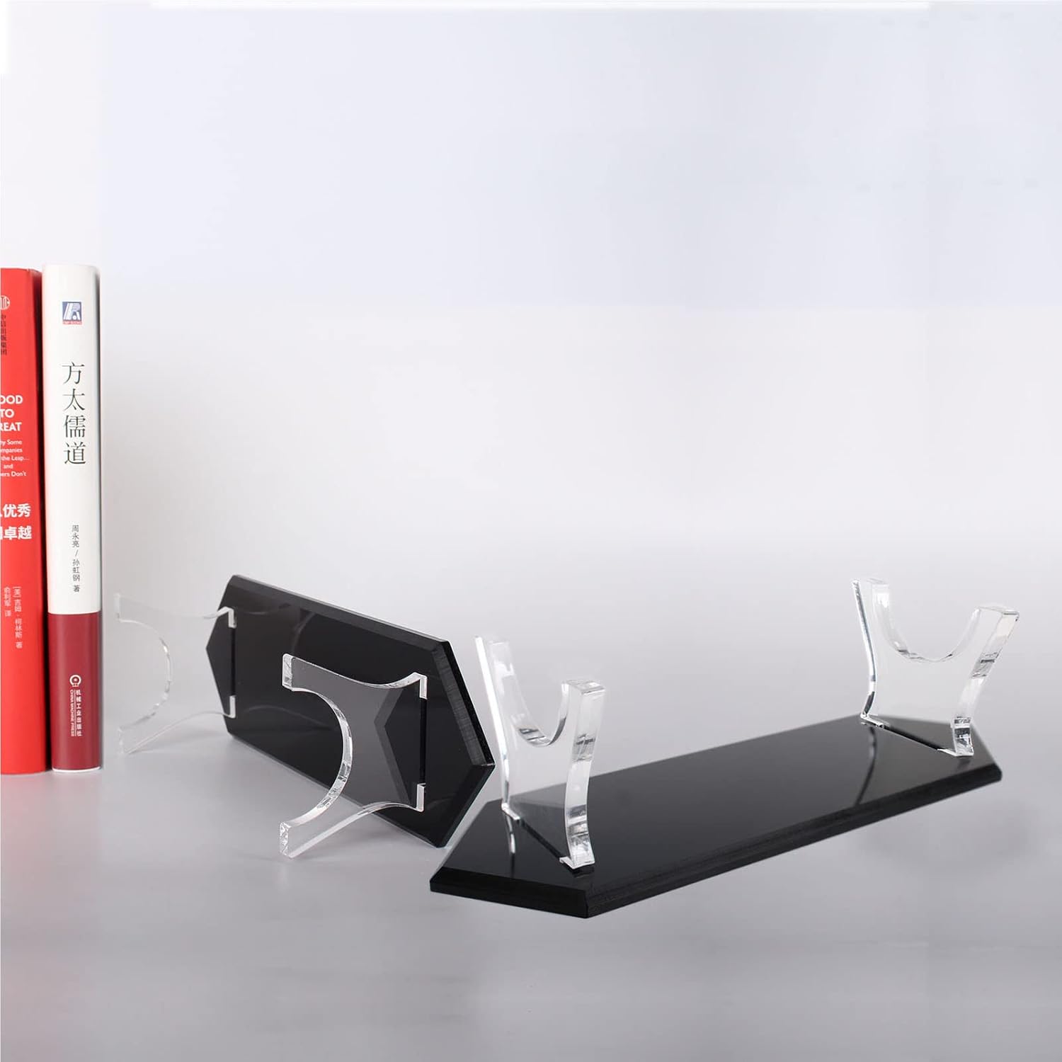WANLIAN Lightsaber Stand Knife Stand Acrylic Desktop Lightsaber Display Stand Sword Stand Holder Decorative Sword Stand Display Stand For saber, dagger, sword display (Black 2 pack)