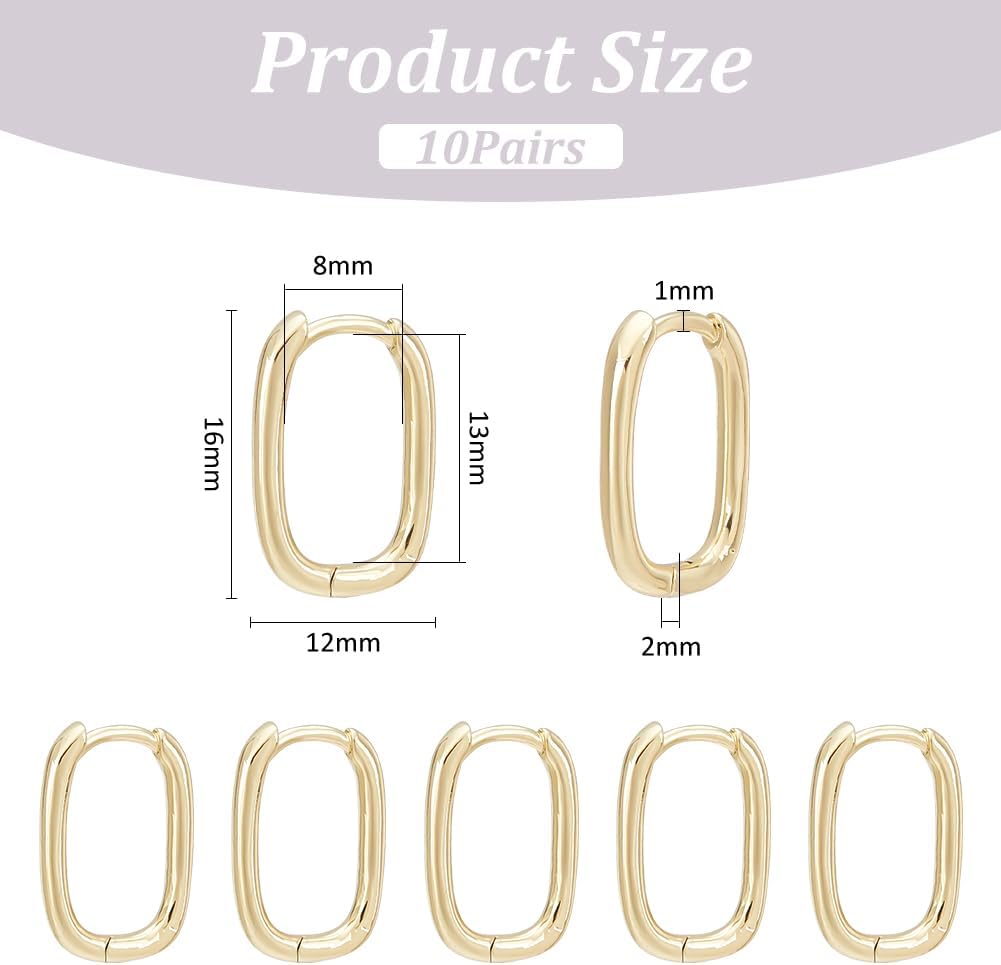 UNICRAFTALE 10 Pairs 18K Gold Plated Hoop Earrings for Women Geometric Minimalist Rectangle Huggie Hoops Earrings Oval Endless Hoop Earring Trendy Square Hoops Earring for Women Jewelry - Image 3