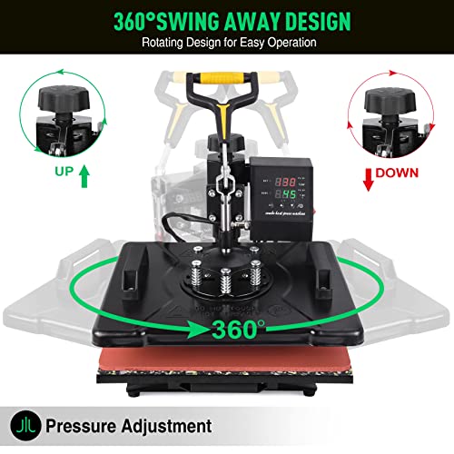 Image of Slendor Heat Press 12x15 inch 8 in 1 Heat Press Machine 360-Degree Swing Away Digital T Shirt Pressing Machine Multifunction Sublimation Combo for T Shirts Mugs Hat Plate