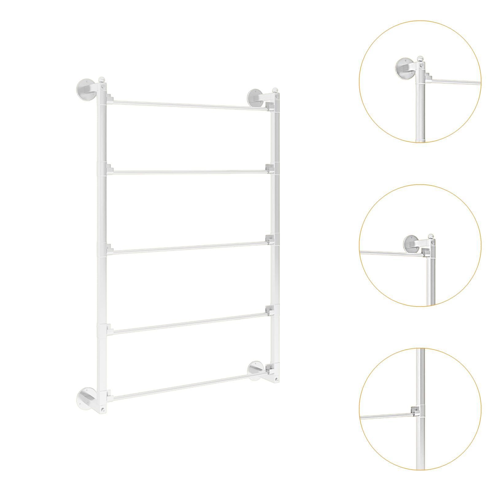 Kleiderständer, Gürtel/Hosenhalter, Wandregal, Metallstange, 5 Ebenen, Krawattenhalter, Schalhalter für Bastelzimmer, Weiß