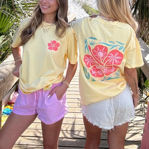 Oversized Graphic T Shirt for Teens Girl Y2K Hawaii Floral Short Sleeve Baggy Tee Top Women Aesthetic Summer Tops3