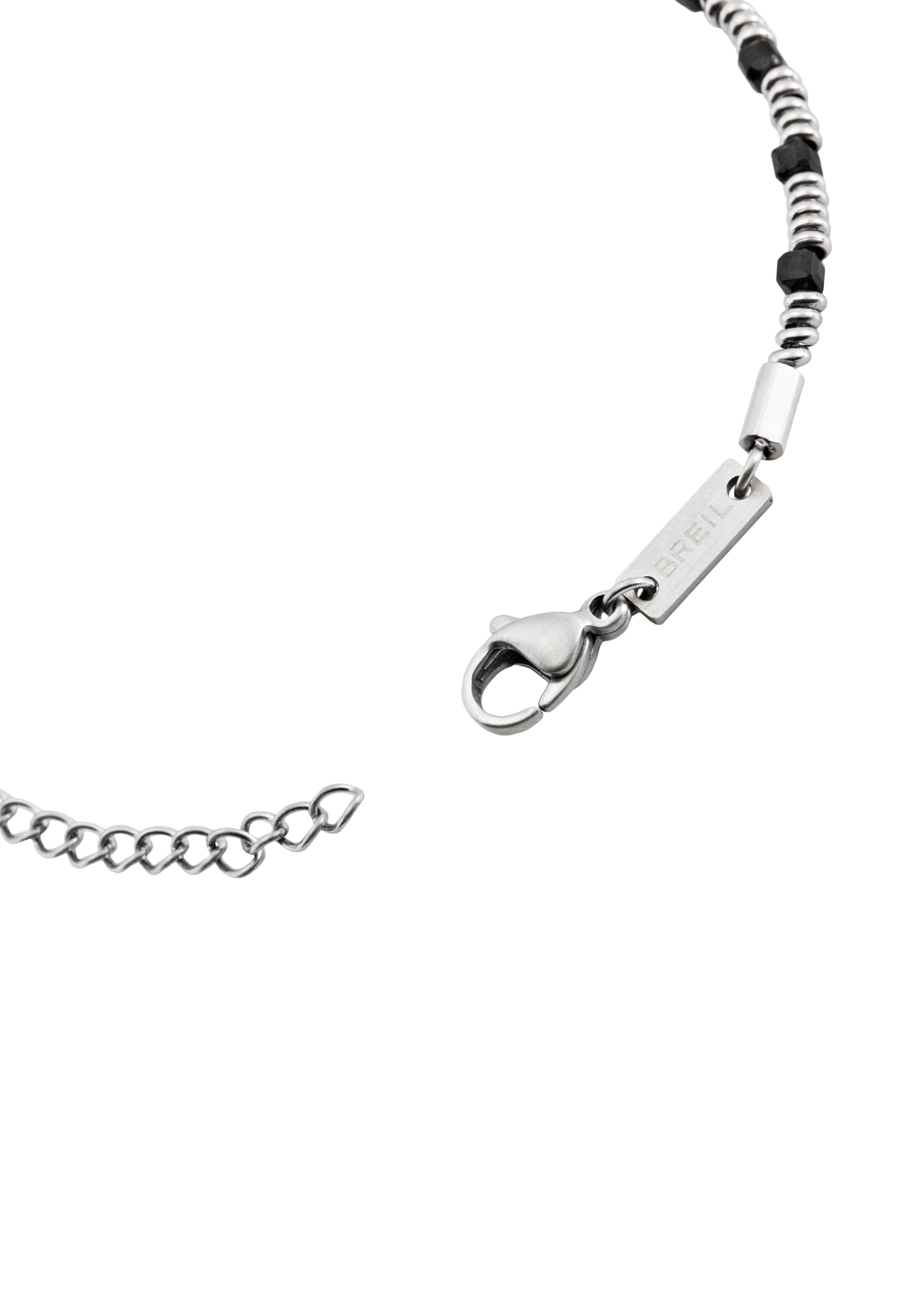 Breil, Collezione Priam, Bracciale Uomo in Acciaio con Dischi in Acciaio ed Elementi in Gemme, Chiusura a Moschettone, Lunghezza Regolabile 17-22 cm, Idea Regalo Uomo