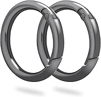 Vista 33 de Paquete de 12 mosquetones redondos de metal surtidos, anillos en O de resorte con gatillo de 3/4 de pulgada, ganchos de clip de resorte a presión