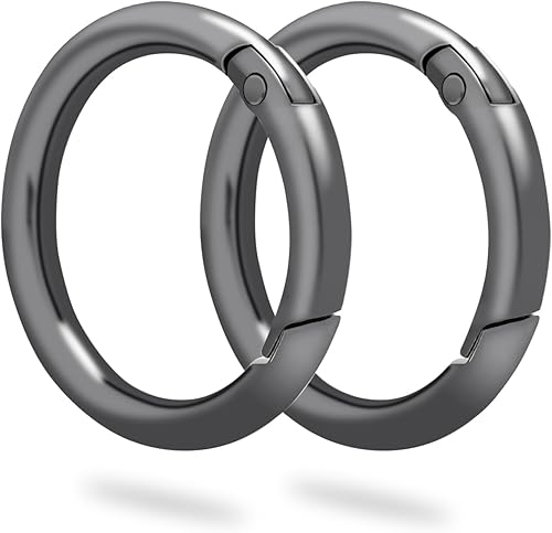 Miniatura 33 de Paquete de 12 mosquetones redondos de metal surtidos, anillos en O de resorte con gatillo de 3/4 de pulgada, ganchos de clip de resorte a presión