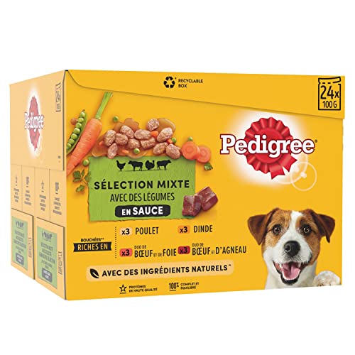 Pedigree - Cibo per cani adulti in busta porzionata, diverse varietà, 2x 24 x 100g