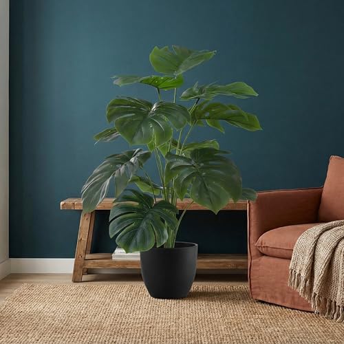 Image of Dekorly Plastic Fake Plants Artificial Floor Plants Large Tropical Palm Tree for Home Decor (Tropical Plant)