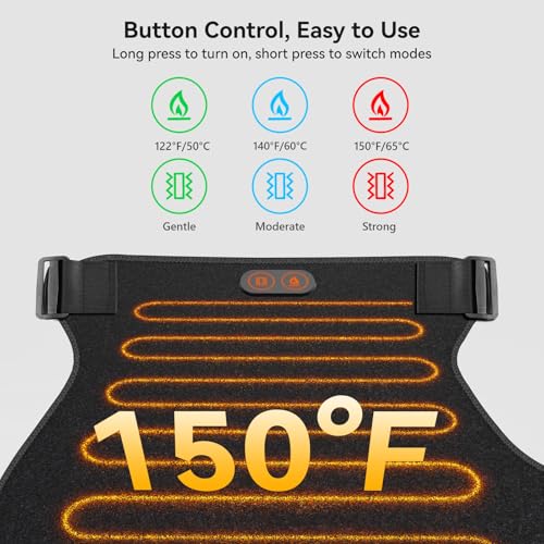 Carecomfi Cordless Heated Massage for Hip/Sciatica Pain Relief with 5000mAh Power Bank Hip Heating Pad Support Brace with Hot Physical Therapy Lower Back/Thigh/Buttock, Best Gift for Family