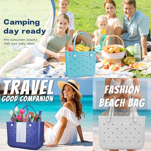Mangoxel Rubber Beach Bag, Large Waterproof Travel Tote bag for Women Outdoor Beach Tote Washable Big Size Bag Open Handbag for Daily (khaki, Medium) by Mangoxel - Used condition - Image 2
