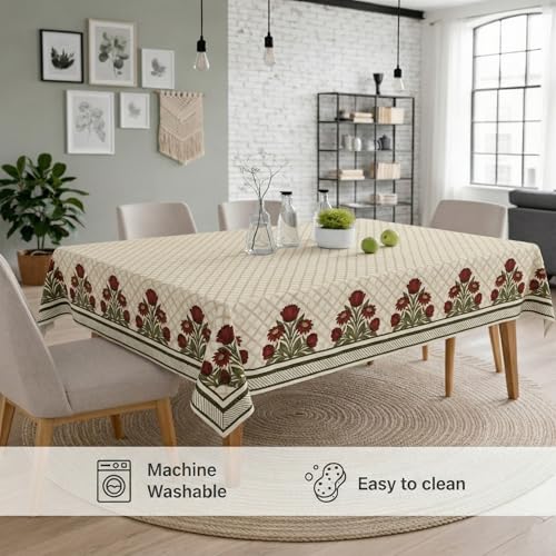 Image of STITCHNEST 'Tavola Luxe Series' Dining Table Cover 54x78 Inches | 4 Seater - 6 Seater Rectangular Dining Table Cover | Premium Fabric, Washable & Colour Fast