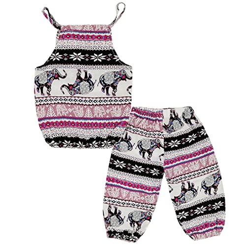 Image of Rysly Baby Girls Boho Elephant Tops Harem Pants 2 Piece Outfits