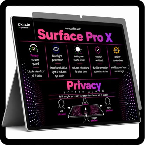 Image of Pxin 360 Pro Privacy Screen guard compatible with Surface Pro X | Anti Glare | Anti UV | Anti Blue | Anti Reflection | Privacy Filter | Unbreakable Build