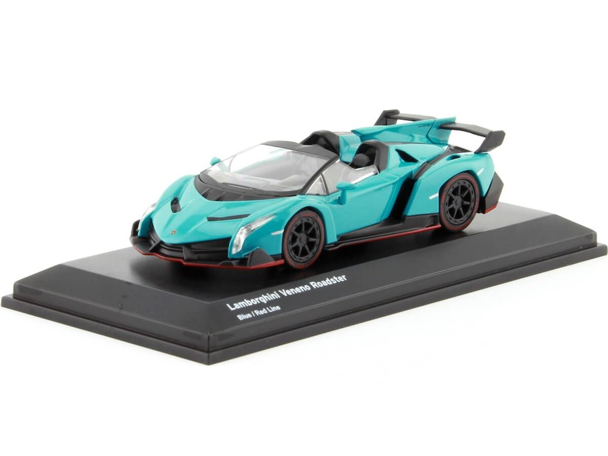 Veneno Roadster Light Blue with Red Line 1/64 Diecast Model Car KS07040A4