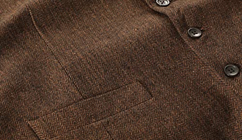Gioberti Men's 5 Button Slim Fit Formal Herringbone Tweed Suit Vest4