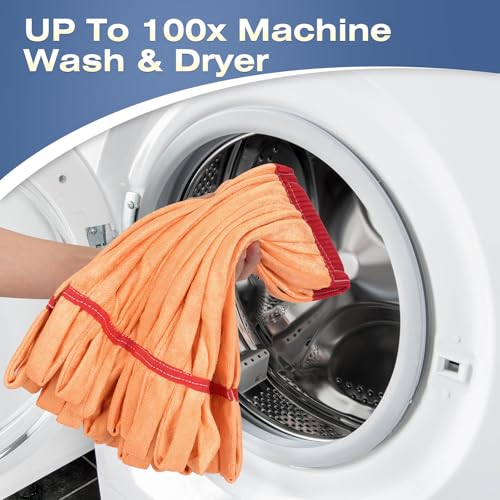 Image of Matthew Cleaning Microfiber Tube Mop(Meduim,Orange,3Pack) Heavy Duty Mop Head Replacement,Excellent Absorbency,Premium launderability,Reusable,Loop end for Home,Commercial and Industrial Use