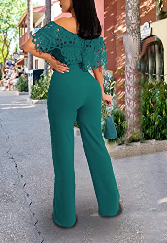 Image of Off Shoulder Jumpsuit for Women High Waist Wide Leg Long Pants Jumpsuits
