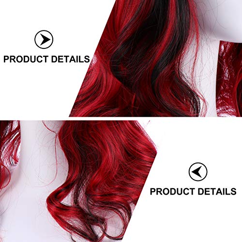 PIXNOR Peruca Longa Ondulada Peruca Cosplay de Halloween Perucas Corpo Ondulado Perucas Ruivas de Ap