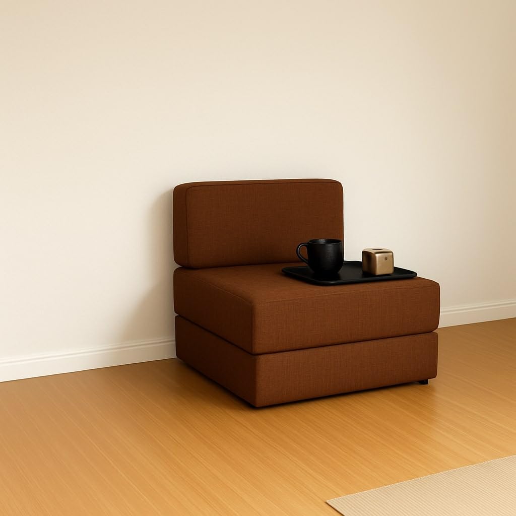 24-Inch EPE Foam Single Seater Sofa Cum Bed – Compact, Lightweight & Foldable Floor Couch for Home,Brown-image-26