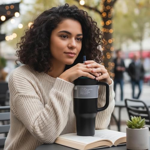 Image of HomeCloud 1200ml Insulated Coffee Tumbler with Lid - Double Wall Travel Mug for Hot & Cold Drinks, Leak-Proof, Durable, Portable, Stylish Stainless Steel Design (Black B)