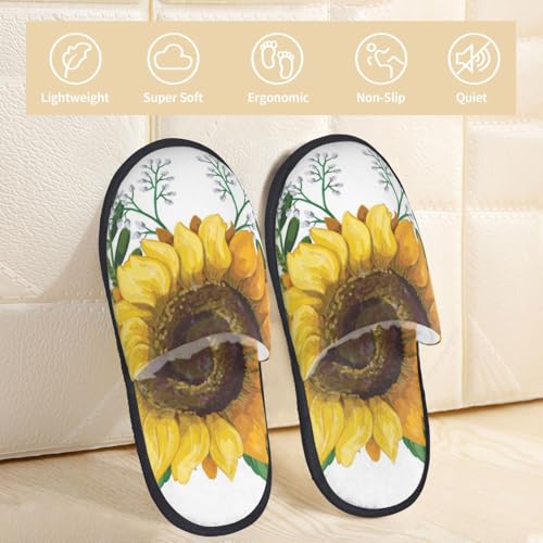 Sunflowers Print Women Slippers Home Furry Shoes Keep Men Couples Shoes Warm For Women-3